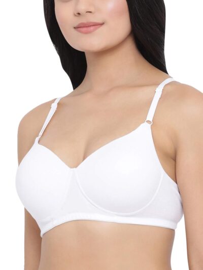 Clovia Women's Cotton Rich Solid Padded Full Cup Wire Free T-Shirt Bra - White - Image 7