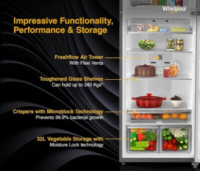 Whirlpool 431 L 2 Star IntelliFresh Convertible Inverter Frost Free Double Door Refrigerator (IF INV CNV 480 ALPHA STEEL-Z, 2S) - Image 4