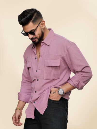 IndoPrimo Men's Regular Fit Fancy Double Pocket Casual Shirt for Men Full Sleeves - Cargo - Image 3