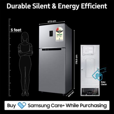 Samsung 385 L, 2 Star, Convertible 5-in-1 Digital Inverter, with Display Frost Free Double Door Refrigerator (RT42C5532S9/HL, Silver, Refined Inox) - Image 5