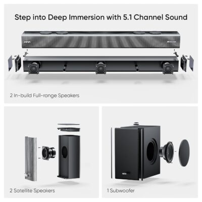 Mivi Fort Q700D Dolby Home Audio | 700W Sound bar, 5.1 Channel Home Theatre, 8-inch subwoofer, 2 Satellite Speakers, 4 Unique Input and 5 EQ Modes, LED Display, Remote Control - Image 5