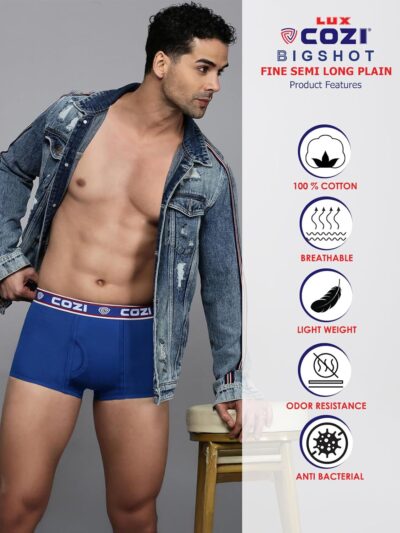 Lux Cozi Mens 100% Cotton Solid Mini Trunk | Mini Trunk Underwear for Men | Color and Print May Vary |Mini Trunk for Men Pack of 3 - Image 4