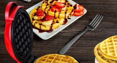 TAZLYN Mini Waffle Maker Machine 3 In 1 For Home Kitchen Appliances For Home Kitchen Items Gift Non-Stick Surfaces4 Inch,Perfect For Breakfast,Dessert,Sandwich,Pan Cakes,Paninis/Other Snacks,Beige - Image 2