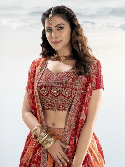 Shopgarb Women's Chinon Silk Embroidered Work Lehenga Choli With Dupatta (GS3194-Orange-wedding-bridal-latest-Semi-stich) - Image 6
