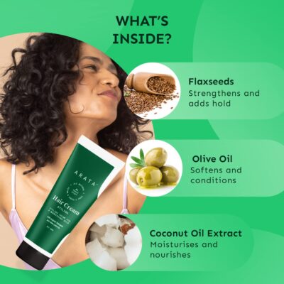 Arata Styling Hair Cream | For All Hair Types |Reduces Frizz & Tames Flyaways | Adds Soft Hold and Control to Short Hair | No Sulphate,Paraben,Silicone | 50ml - Image 3