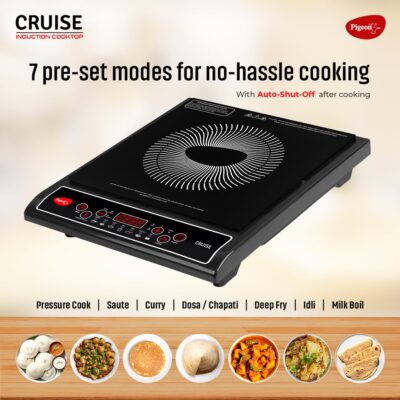 Pigeon by Stovekraft Cruise 1800 watt Induction Cooktop With Crystal Glass,7 Segments LED Display, Auto Switch Off - Black - Image 2