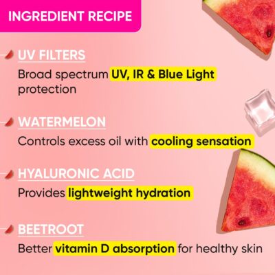 Dot & Key Watermelon Cooling Sunscreen SPF 50+ PA++++ | With Hyaluronic Acid, Instantly Cools Skin, Broad Spectrum Protection | Controls Excess Oil, Checks Tanning, No White Cast, All Skin Types | 50g - Image 6