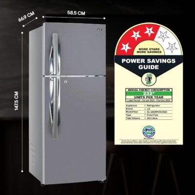 LG 242 L 3 Star Smart Inverter Frost-Free Double Door Refrigerator (GL-I292RPZX, Shiny Steel, Door Cooling+) - Image 5