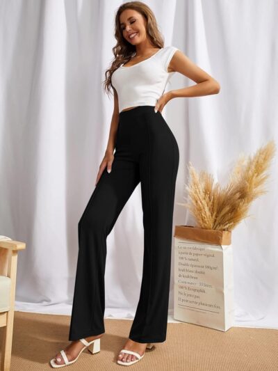 SWADESI STUFF Women's High-Waisted Pant Bell Bottom Trendy Retro-Chic Classic Fit Trousers - Perfect For Every Occasion - Image 5