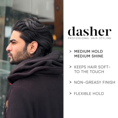 Dasher Cream Pomade For Men's Hair, Medium Hold & Medium Shine Puck, Flexible Hold & Water-Based, Texturizes Hair, With Avocado Oil & Biotin (100g) - Image 2