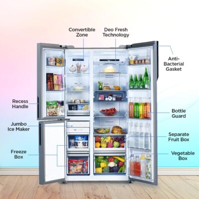 Haier 598L, 3-Star, Vogue 83% Convertible Fridge Space, Expert Inverter 3-Door Side by Side Refrigerator, (HRT-683GOG, Grey Onyx Glass) - Image 5