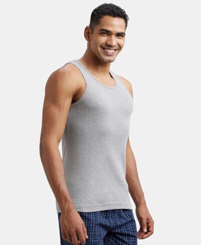 Jockey FP04 Men's Super Combed Cotton Rib Round Neck Sleeveless Vest with Extended Length for Easy Tuck - Image 2