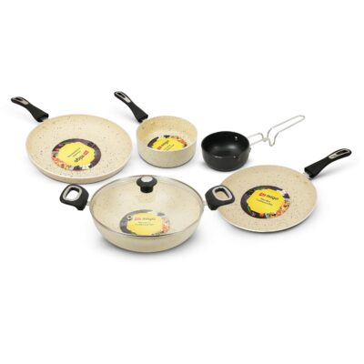 Impex 6 Pcs Nonstick Granite Cookware Set | 3 mm Thickness | Induction Bottom Cookware Set, Nonstick Cookware Set of Frypan, Kadai Pan, Tawa Pan, Tadka Pan and Milk Pan | 1 Year Warranty - Image 9