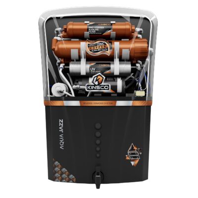 Kinsco Aqua Jazz ISI Copper Alkaline RO Water Purifier | RO + UV + UF + TDS + Copper Technology | Auto Start/Stop | 15L Tank Capacity | Black - Image 2