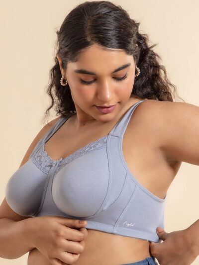 NYKD Super Support Everyday Cotton T-Shirt Push-Up Bra for Women Non Padded, Wirefree, Full Coverage (Everyday Pretty Lace Bra) Bra, NYB190, Light Blue, 40C, 1N - Image 4