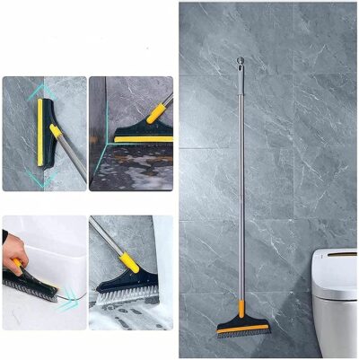 WAZDORF Bathroom Cleaning Brush with Wiper Tiles Cleaning Brush Floor Scrub Bathroom Brush with Long Handle 120° Rotate Bathroom Floor Cleaning Brush Home Kitchen Cleaning Mop… (2 in 1 Brush)… - Image 7