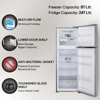 LG 322 L 3 Star Frost-Free Smart Inverter Double Door Refrigerator (GL-S342SDSX, Dazzle Steel, Convertible with Express Freeze) - Image 3