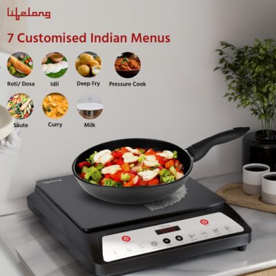 Lifelong 1800 Watt Induction Stove With Surge Protection, Electric Induction, 7 Preset Indian Menu Options, Auto Shut Off&Temperature Control with Voltage Protection, 1 Year Manufacturer's Warranty - Image 4
