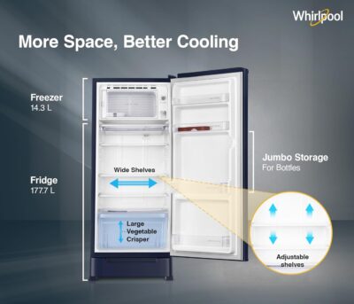 Whirlpool 192 L 4 Star Icemagic Powercool Direct-Cool Single Door Refrigerator with Base Drawer (215 IMPC ROY 4S SAPPHIRE MULIA-Z) - Image 5
