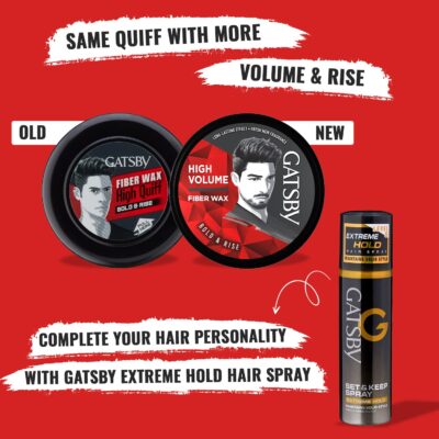 Gatsby Styling Fiber Hair Wax - Bold & Rise 75gm | High Volume, Natural Finish, Strong Hold, Anytime Re-Stylable & Easy Wash Off | For High Quiff Hair Style | Hair Styling Wax for Men - Image 5