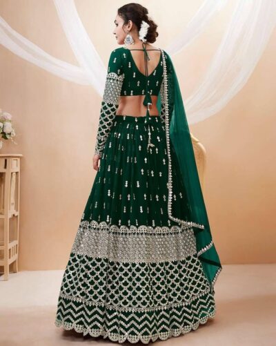 KEDARFAB Women's Georgette Mirror Embroidery Semi-Stitched Lehenga Choli For Women | Designer | Stylish | Wedding Lehenga For Women (Nova) - Image 3