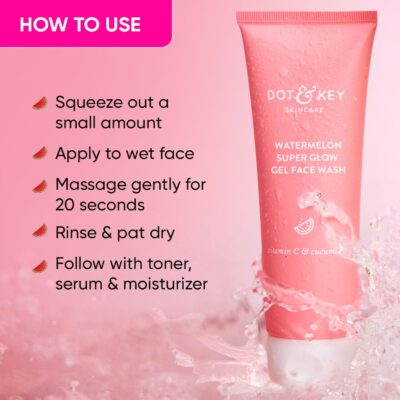 DOT & KEY Watermelon Super Glow Gel Face Wash With Vitamin C&Cucumber|Face Wash For Glowing Skin|Oil Free Face Wash|Removes Excess Oil&Dirt|For Combination & Oily Skin|For Women & Men|100Ml - Image 5