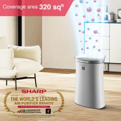 SHARP Room Air Purifier FP-F40E-W (White) with Plasmacluster™ Ion Technology, Haze Mode, Odour & Dust Sensor, True HEPA & Deodorizing Filter| Coverage Area: up to 320 ft² - Image 2