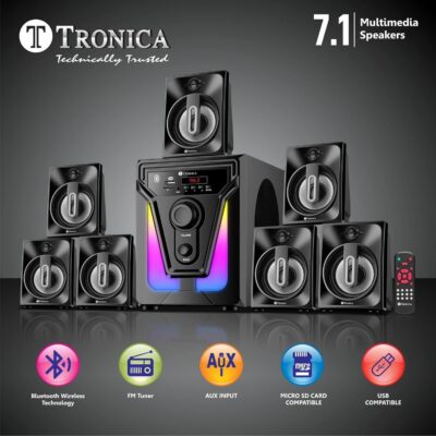 TRONICA PS07 Premium Series 7.1 Digital 60W Bluetooth Home Theater System PenDrive FM Aux TV Compatible with All Function Remote - Image 2