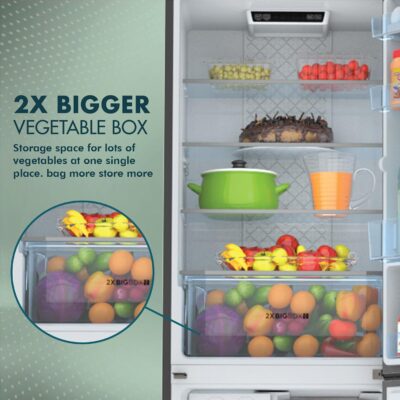 Haier 300 L, 2 Star, Twin Inverter Technology, Frost Free Double Door Bottom Mount Refrigerator (HRB-3502BS-P, Brushline Silver) - Image 4