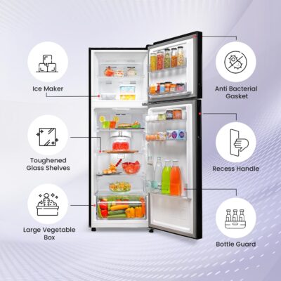 Haier 240 L, 3 Star, 5 In 1 Convertible, Twin Inverter Technology, Frost Free Double Door Refrigerator (HEF-253GB-P, GE Black) - Image 5
