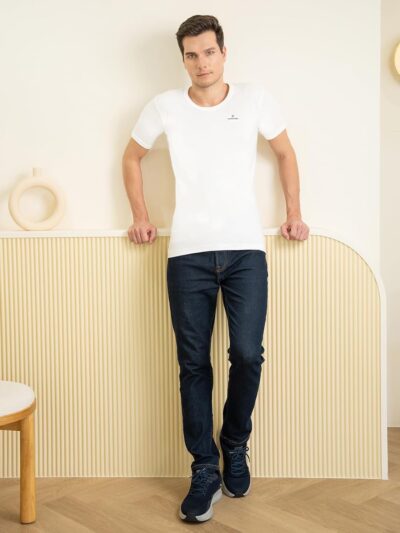 Lux Cozi Men's White Round Neck Half Sleeves 100% Cotton Vest with Extended Length for Easy Tuck (Pack of 3) - Image 6