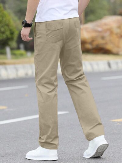 Aahwan Solid Drawstring Relexed Fit Straight Leg Pants for Men's - Image 2
