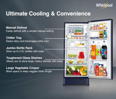 Whirlpool 192 L 4 Star Icemagic Powercool Direct-Cool Single Door Refrigerator with Base Drawer (215 IMPC ROY 4S SAPPHIRE MULIA-Z) - Image 4
