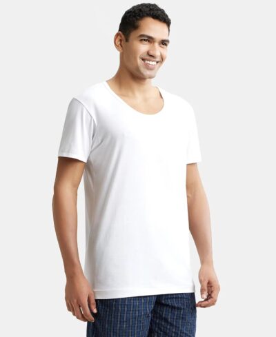 Jockey 8817 Men's Super Combed Cotton Round Neck Half Sleeved Vest with Extended Length for Easy Tuck (Pack of 2) - Image 3