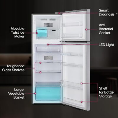 LG 343 L 3 Star Frost-Free Smart Inverter Double Door Refrigerator (GL-S382SDSX, Dazzle Steel, Convertible with Express Freeze) - Image 14