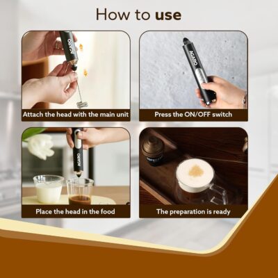 AGARO Royal Milk Frother, 3-Speed Electric Frother for Coffee with Whisk and Frother, Frother Mixer, Stand-up Design, for Cream (Whisk Milk frother), Rechargeable, Stainless Steel - Image 6