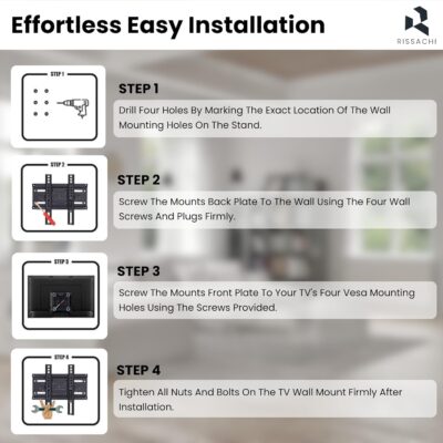 RISSACHI® TV Stand Wall Mount for 14-42 Inch LED TVs | Heavy Duty Wall TV Stand | Adjustable LED Stand | Space-Saving Wall Mount TV Stand | Universal TV Wall Mount for Home & Office - Image 5