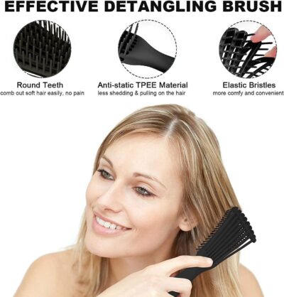 INSIME Detangler hair brush for curly hair comb for Women Men & Kids | Comb for curly wavy hair Pain Free hair detangling brush | Curl brush for hair styling Dry & Wet hair brush | - Image 6