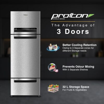 Whirlpool 235 L Frost Free Triple-Door Refrigerator (FP 253D PROTTON ROY RADIANT STEEL(Z) Double Door Refrigerator space) - Image 2