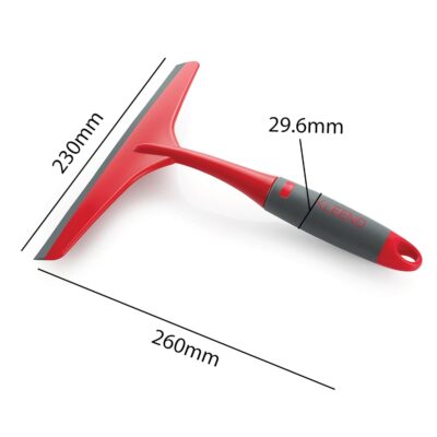 Cello Kleeno Platfrom and Glass Plastic Wiper | Featuring Dual-Purpose Design, Rubberised Handle For Comfortable Grip, Hanging Provision | Ideal for Home, Kitchen & Office | Red and Grey - Image 8