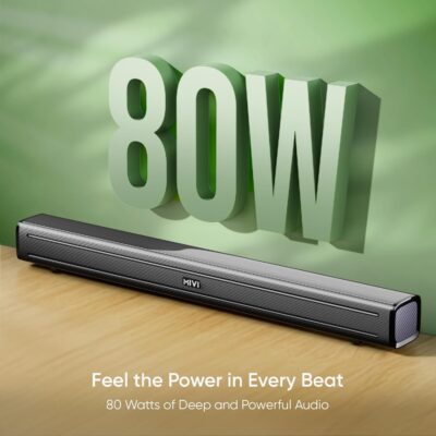 Mivi Fort Q80 Soundbar with 80W Surround Sound, 2.2 Channel soundbar with 2 in-Built subwoofers, Multiple EQ and Input Modes, Remote Accessibility, Bluetooth v5.1, Made in India Sound bar for TV - Image 7