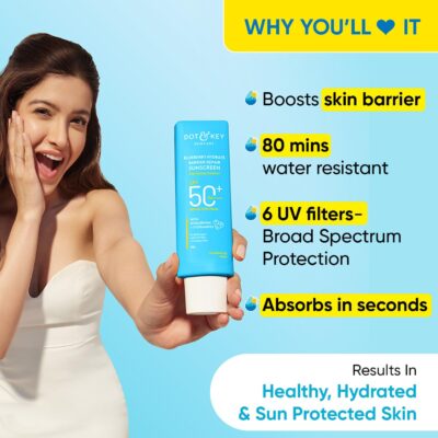 Dot & Key Blueberry Hydrate Barrier Repair Sunscreen Spf 50+,Pa++++|For Dry&Sensitive Skin|Non - Greasy Finish|No White Cast|Uv & Blue Light Protection|Broad Spectrum|For Women&Men|50G, 1 Count - Image 4