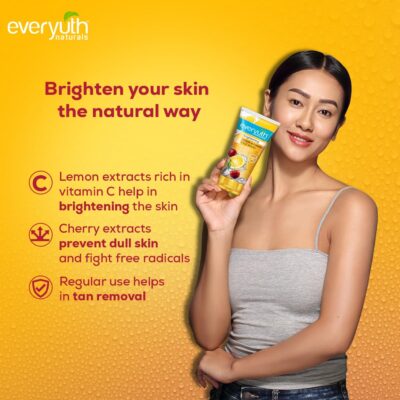 Everyuth Naturals Brightening Lemon&Cherry Face Wash|Deep Cleansing,Oil Control&Tan Reduction|Simple Face Wash|Removes Dirt&Oil|100% Soapfree|For All Skin Types|Paraben Free - 150 G (Pack Of 2) - Image 2