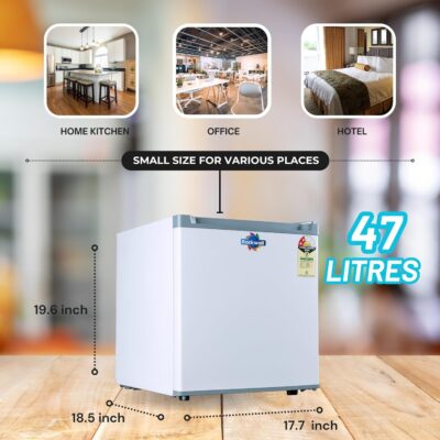 Rockwell 47L Mini Refrigerator – Compact Design, 2-Star Rated, Ideal for Small Spaces, Dorms, and Offices, Features Reliable Cooling and Adjustable Shelves with Chiller Tray, White - Image 4