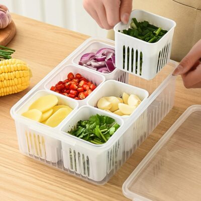 Chillyfit 2 PACK fridge storage boxes, fridge organiser box storage containers for vegetable airtight refrigerator container organizer, kitchen accessories items for food products - Image 5