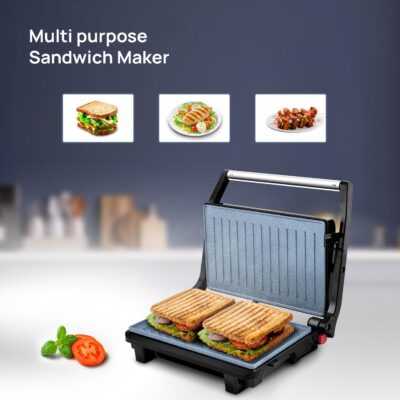 Wipro Elato BS202 1000 Watt Ceramic Grill Sandwich Maker, Scratch Resistant, 180° Open Sandwich Griller, Auto Cutoff, Non Toxic BPA, PTFE & PFOA Free, 2 Year Warranty, Regular Bread Size for 2 Slices - Image 4