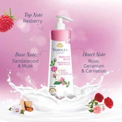 Yardley London English Rose Moisturizing Body Lotion With Germ Shield| Infused With Rose & Geranium Oil| Daily Use Hand & Body Lotion With Vitamin C & B3 For Women| 400ml - Image 5