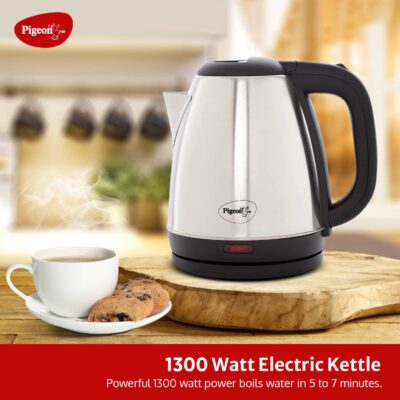 Pigeon by Stovekraft Amaze Plus Electric Kettle (14289) with Stainless Steel Body, 1.5 litre, used for boiling Water, making tea and coffee, instant noodles, soup etc. (Silver) - Image 2