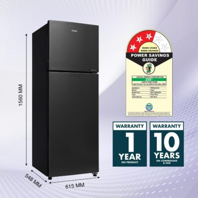 Haier 240 L, 3 Star, 5 In 1 Convertible, Twin Inverter Technology, Frost Free Double Door Refrigerator (HEF-253GB-P, GE Black) - Image 6