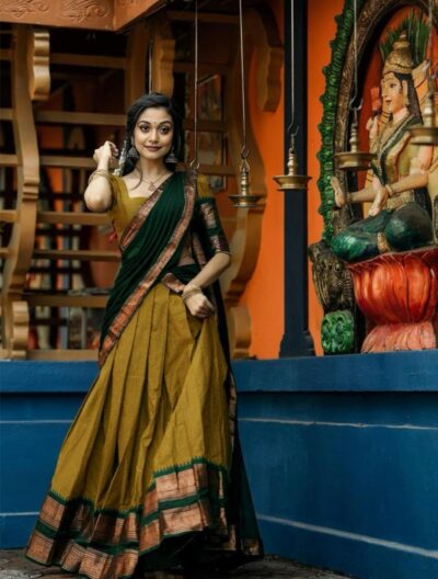 RENVAANI FASHION Women's Indian Traditional Unstitched Kanjivaram Kanchipuram Silk Pure Zari Weaving Lehenga Choli Along With Dupatta With Unstitch Blouse - Image 4